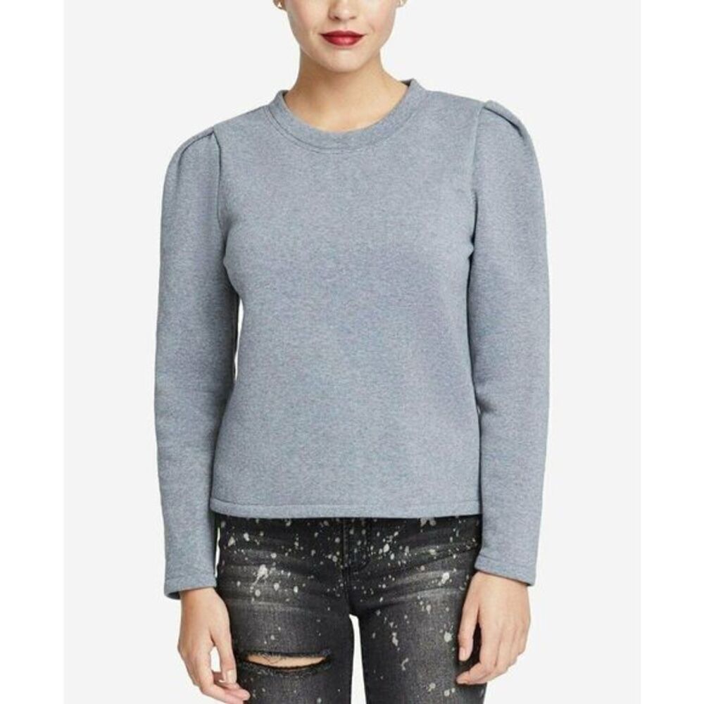 Rachel Roy Sweater Top Women's‎ XS Heather Grey Crewneck Zipper-Back Long Sleeve